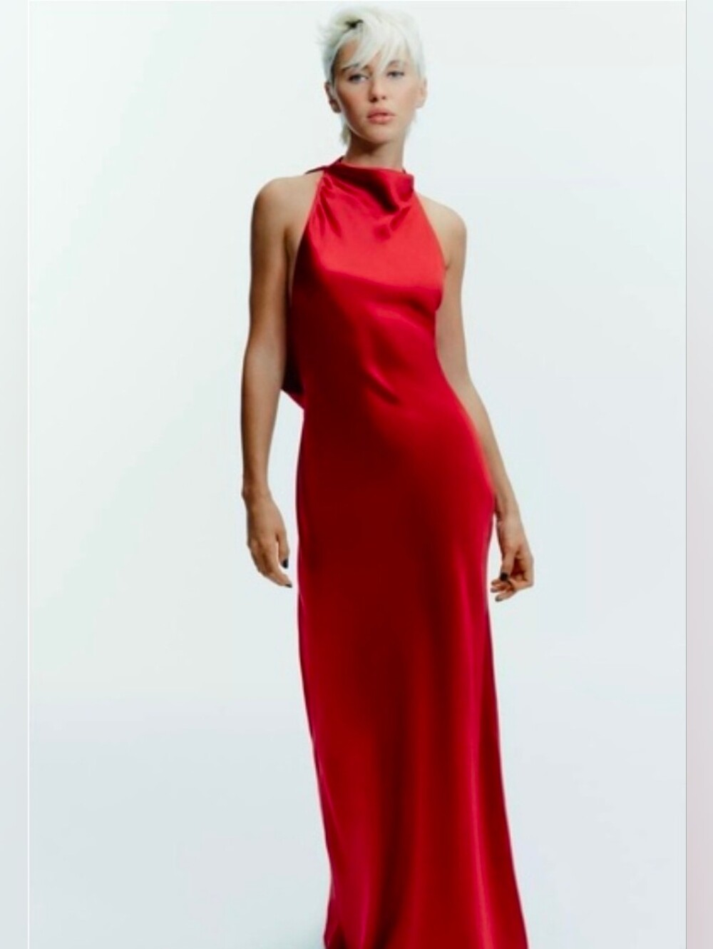 Zara Red Halter Slip Dress Size XS